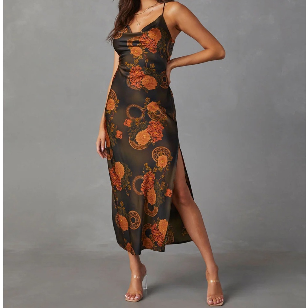 Floral Maxi Dress w/ Slit NWT
